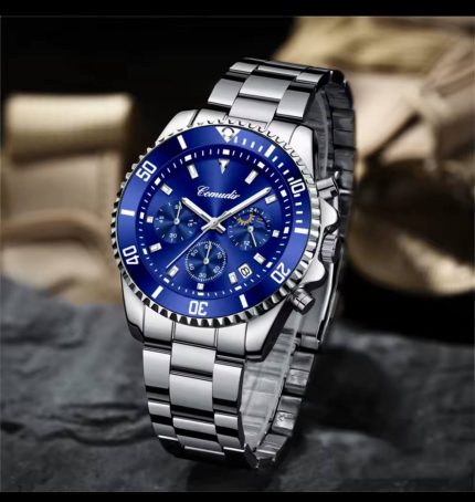 TOP BRAND STAINLESS STEEL WATERPROOF LUMINOUS LUXURY MEN’S WATCH 

STYLES:
✍🏼 GOLD/SILVER STRAP+BLACK FACE
✍🏼 SILVER STRAP+BLUE FACE
 ✍🏼 SILVER STRAP+BLACK FACE