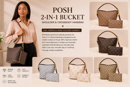 POSH 2-IN-1 BUCKET SHOULDER & CROSSBODY HANDBAG