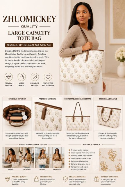 ZHUOMICKEY QUALITY LARGE CAPACITY TOTE BAG