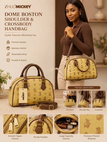 ZHUO MICKEY QUALITY DOME BOSTON SHOULDER & CROSSBODY HANDBAG