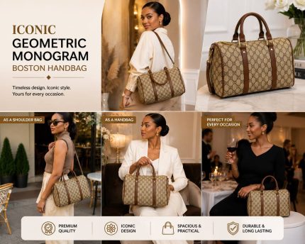 ICONIC GEOMETRIC MONOGRAM BOSTON HANDBAG