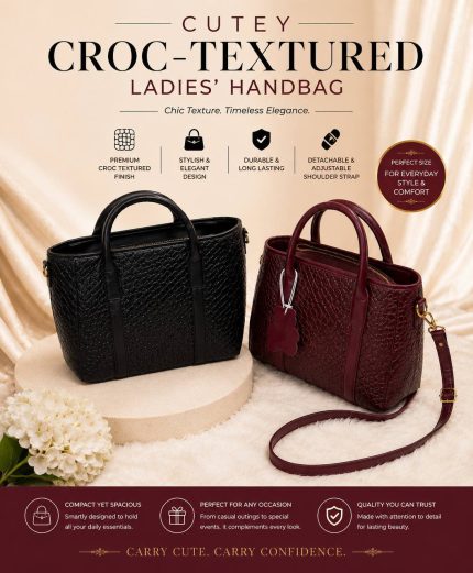 CUTEY CROC TEXTURED LADIES’ HANDBAG
